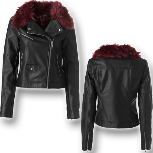 Damen biker jacke lederimitat - damen,